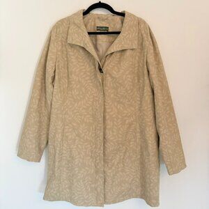 🌿 Eddie Bauer Women’s Beige Leaf Print Button Front Coat (Size XL)